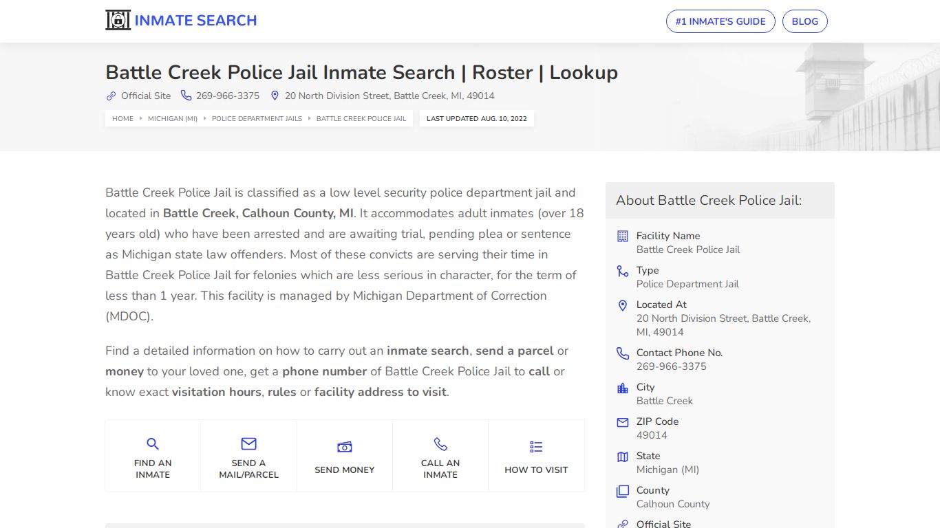Battle Creek Police Jail Inmate Search | Roster | Lookup