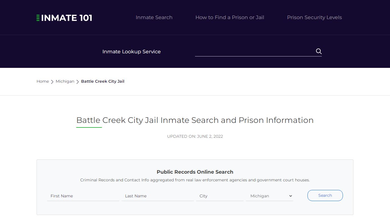 Battle Creek City Jail Inmate Search, Visitation, Phone no ...